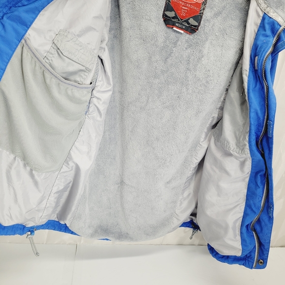 * Sims snowboarding medium jacket blue snowflake print zippers hidden pockets - Picture 10 of 13
